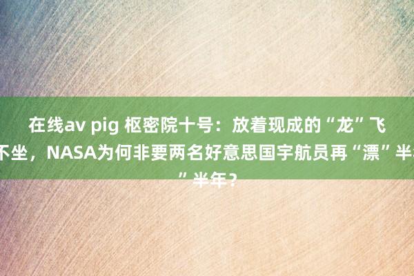 在线av pig 枢密院十号：放着现成的“龙”飞船不坐，NASA为何非要两名好意思国宇航员再“漂”半年？